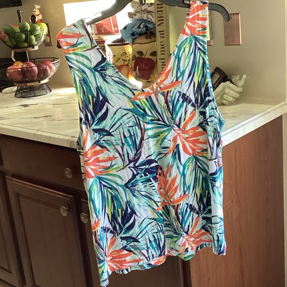 Colorful Leaf Print Tank Top